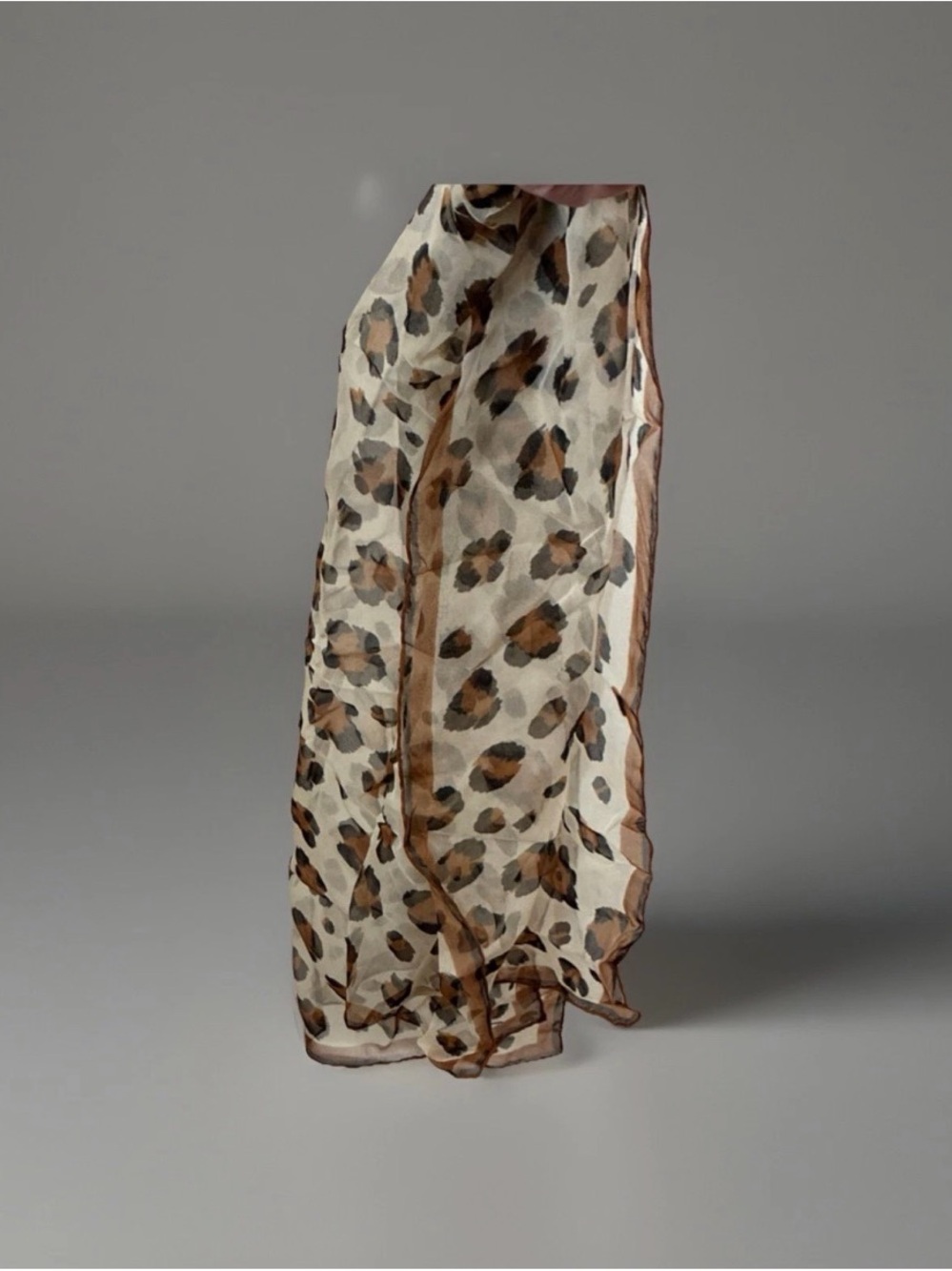VTG Burmel Sheer Leopard Print Scarf - Brown & Cream
